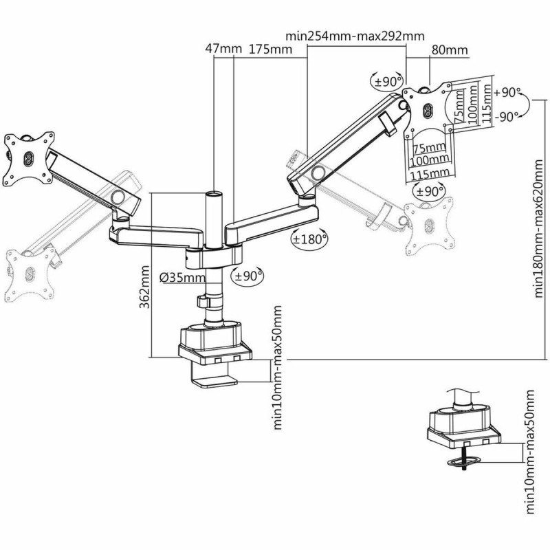 Image secondaire de V7 Support double écrans Pro Touch Adjust