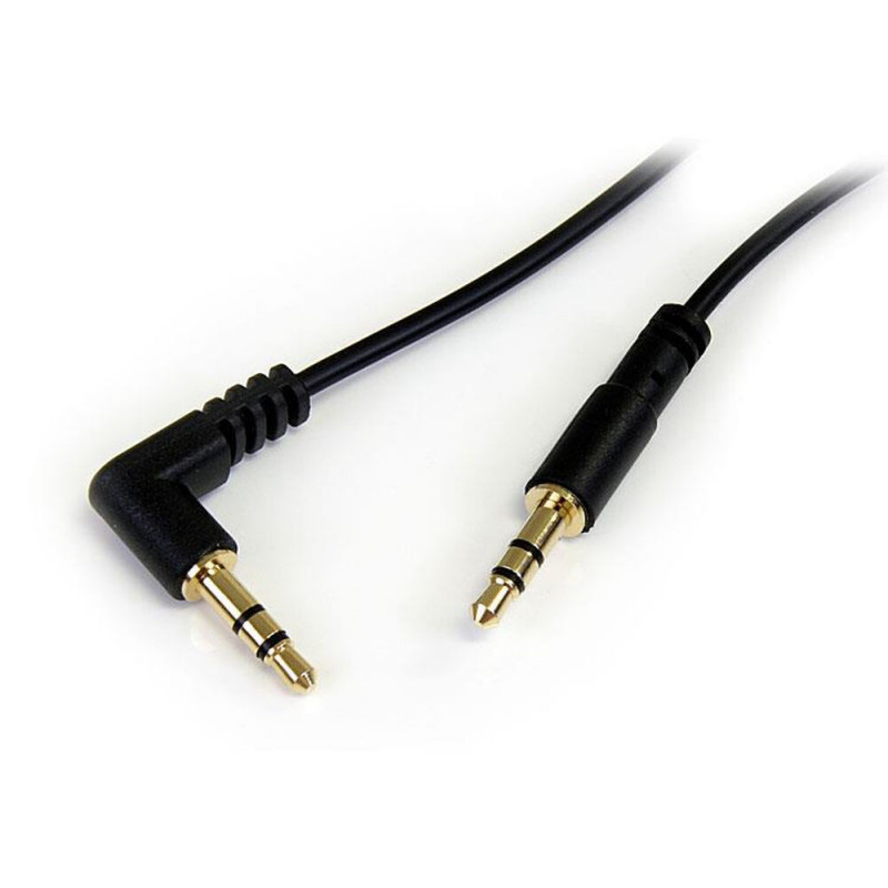 Startech.com Câble audio slim Mini-Jack 3,5 mm vers Mini-Jack 3,5 mm coudé à angle droit de 1,8 m - M/M