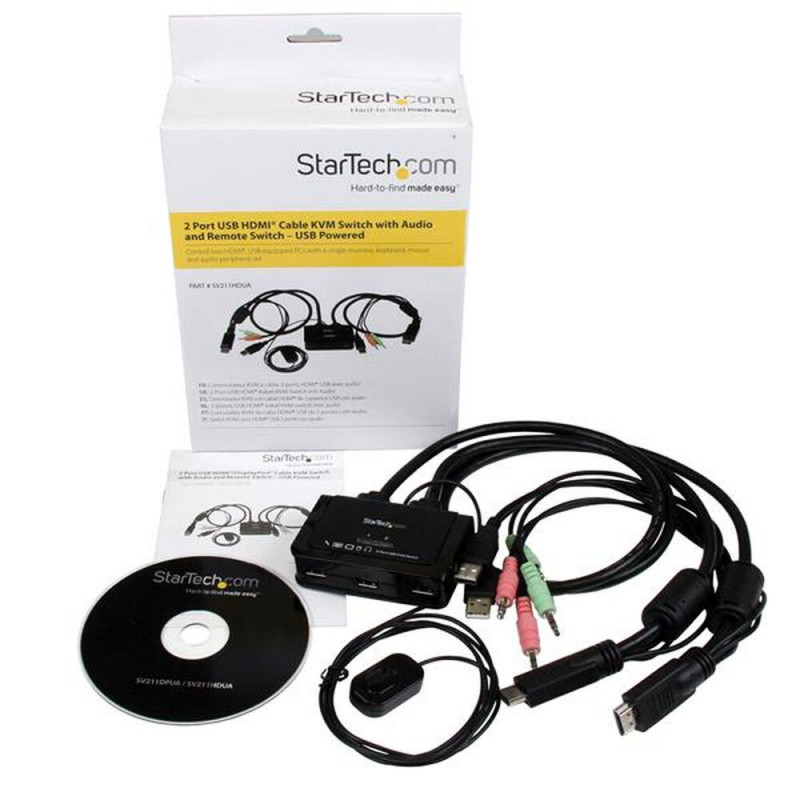 Image secondaire de Startech.com Switch Commutateur KVM 2 Ports USB, HDMI avec Audio et Câbles pour 2 PC sur 1 écran - Auto Alimenté