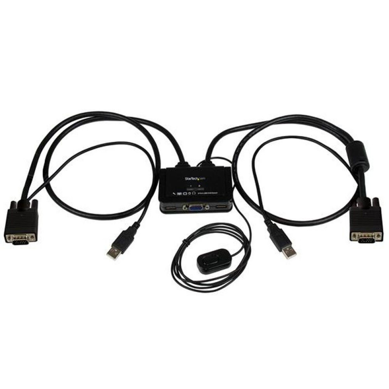 Startech.com Switch KVM USB VGA à 2 ports - Commutateur KVM alimenté par USB avec câbles et commutateur à distance