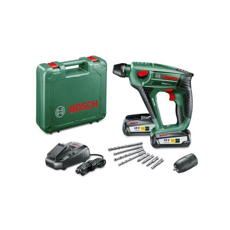 Image secondaire de Perforateur sans fil Bosch - Uneo Maxx (Livrée avec 2 batteries 18V-2,5 Ah + chargeur + coffret de transport)