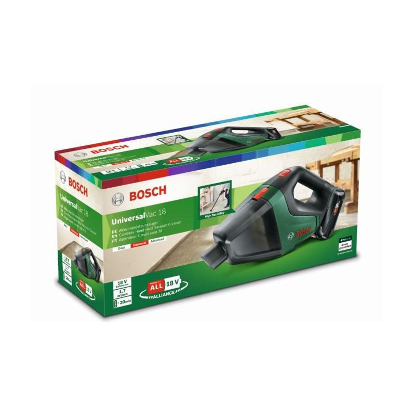 Image secondaire de l'Aspirateur à main sans-fil Bosch - UniversalVac18 SET 1 batterie 2.5Ah