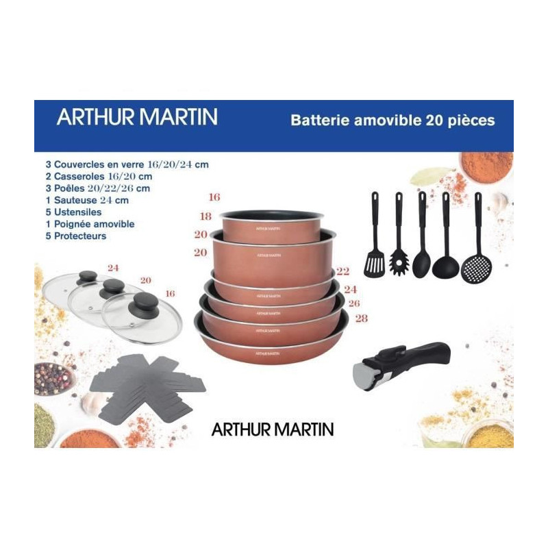 Image secondaire de Batterie de Cuisine Arthur Martin 20 Pièces