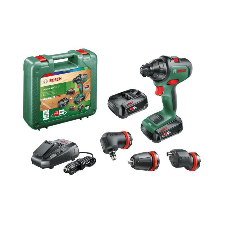 Perceuse-Visseuse sans-fil Bosch - AdvancedDrill 18 (livrée avec 2 batteries, 1 chargeur, 3 mandrins) - PowerForAll