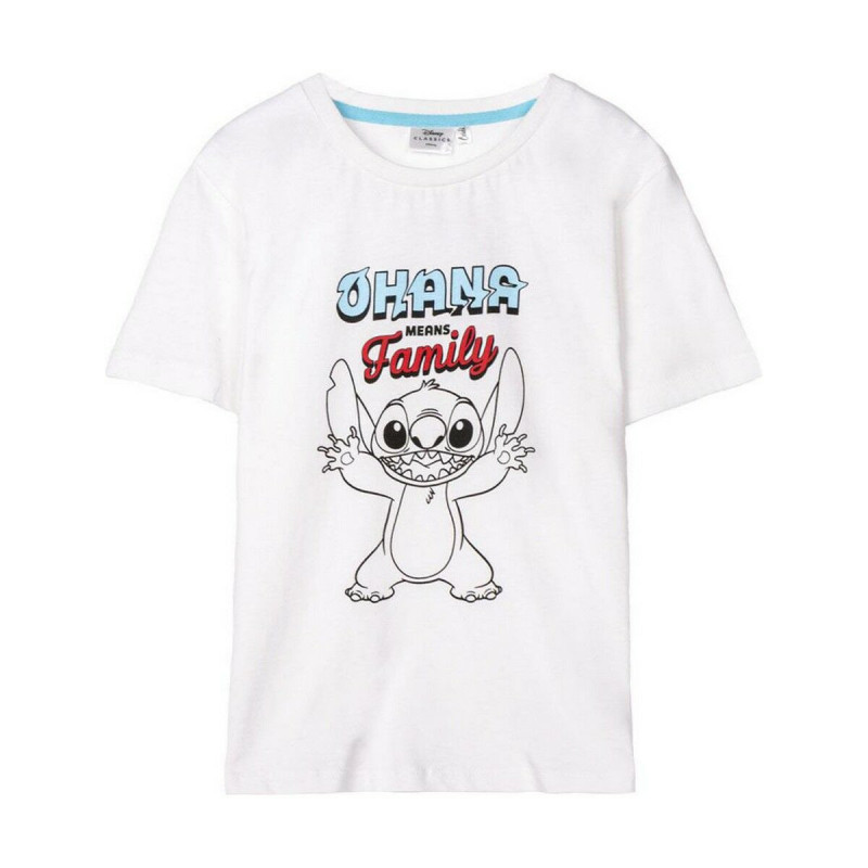 T shirt à manches courtes Stitch Blanc