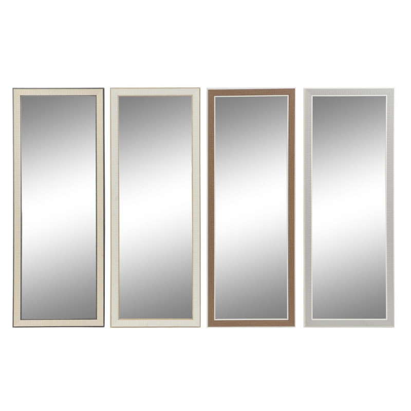 Miroir mural DKD Home Decor 36 x 2 x 95,5 cm Verre Marron Blanc Gris foncé polystyrène (4 Pièces)