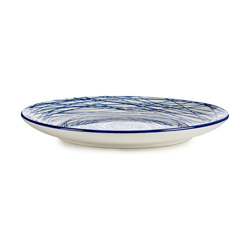 Image secondaire de Assiette plate Rayures Porcelaine Bleu Blanc 24 x 2,8 x 24 cm