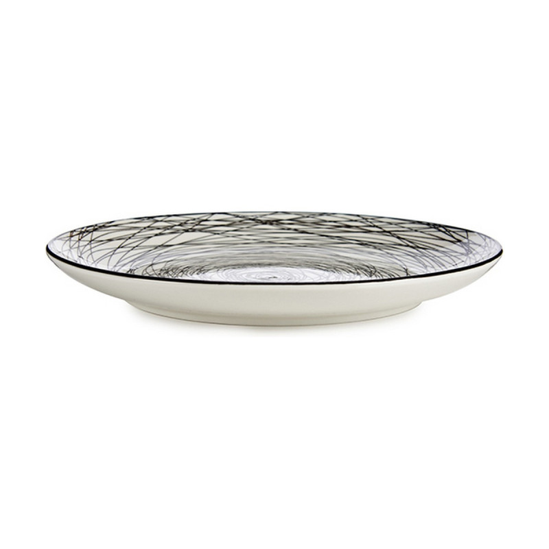 Image secondaire de Assiette plate Rayures Porcelaine Noir Blanc 24 x 2,8 x 24 cm