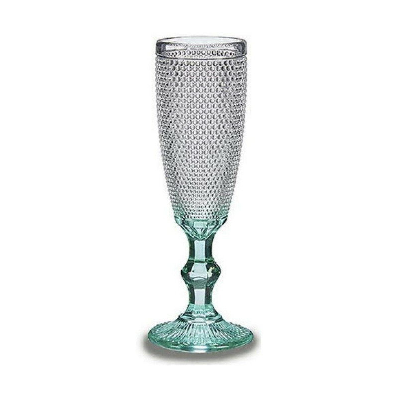 Image secondaire de Coupe de champagne Points Transparent Turquoise verre 6 Unités (185 ml)