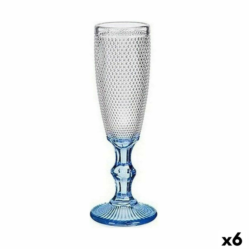 Coupe de champagne Points Bleu Transparent verre 6 Unités (180 ml)