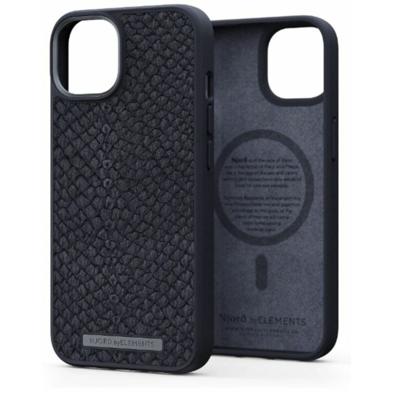 Njord byELEMENTS Salmon Leather Magsafe Case - iPhone 14 - Black