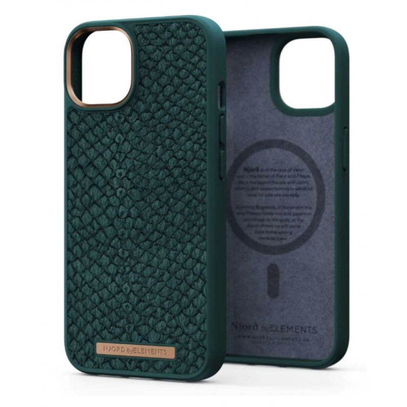 Njord byELEMENTS Salmon Leather Magsafe Case - iPhone 14 - Green