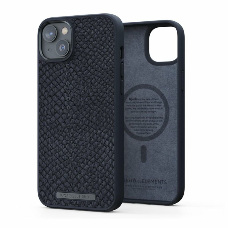 Njord byELEMENTS Salmon Leather Magsafe Case - iPhone 14 Plus - Black