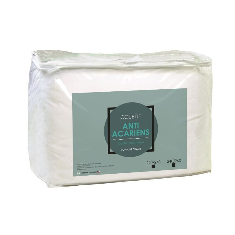 Remplissage de couette Blanc Anti-mites 400 g /m² 220 x 240 cm