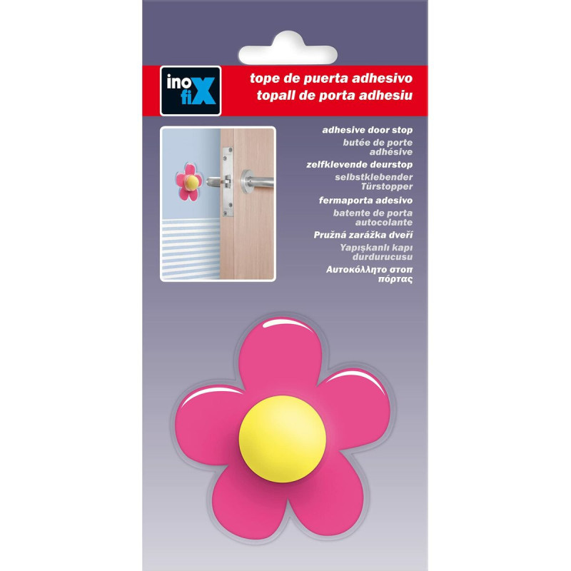 Image secondaire de Butée Inofix Fleur Portes Adhésif Rose PVC