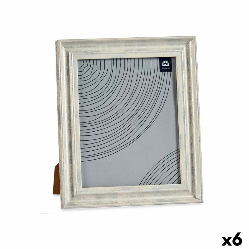 Cadre photo Verre Argenté Bois Marron Plastique (26 x 2 x 31 cm) (6 Unités)