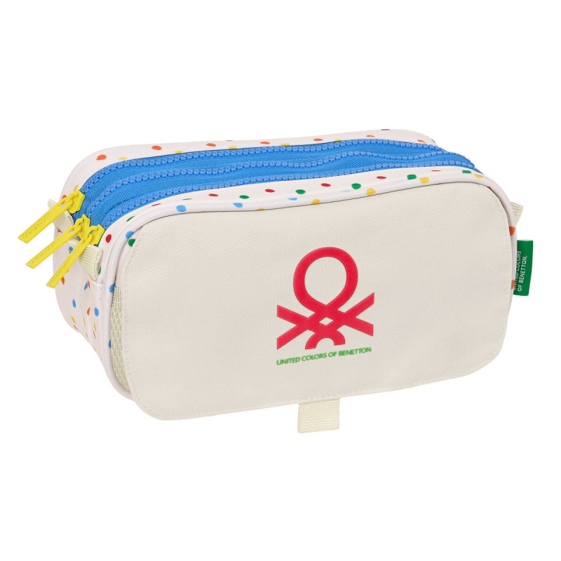 Trousse Fourre-Tout Triple Benetton Topitos Blanc Naturel 21,5 x 10 x 8 cm