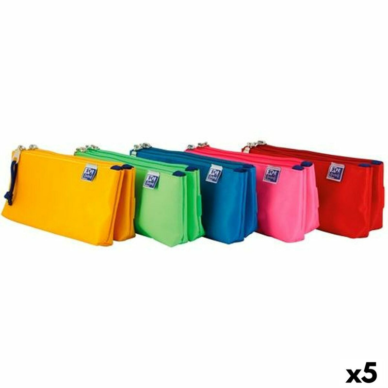 Trousse Fourre-Tout Double Oxford 22 x 5 x 10 cm (5 Unités)