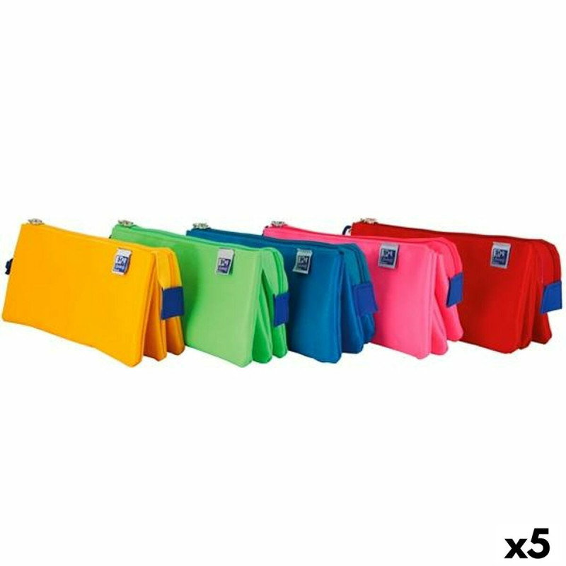 Trousse Fourre-Tout Triple Oxford 22 x 8 x 10 cm (5 Unités)