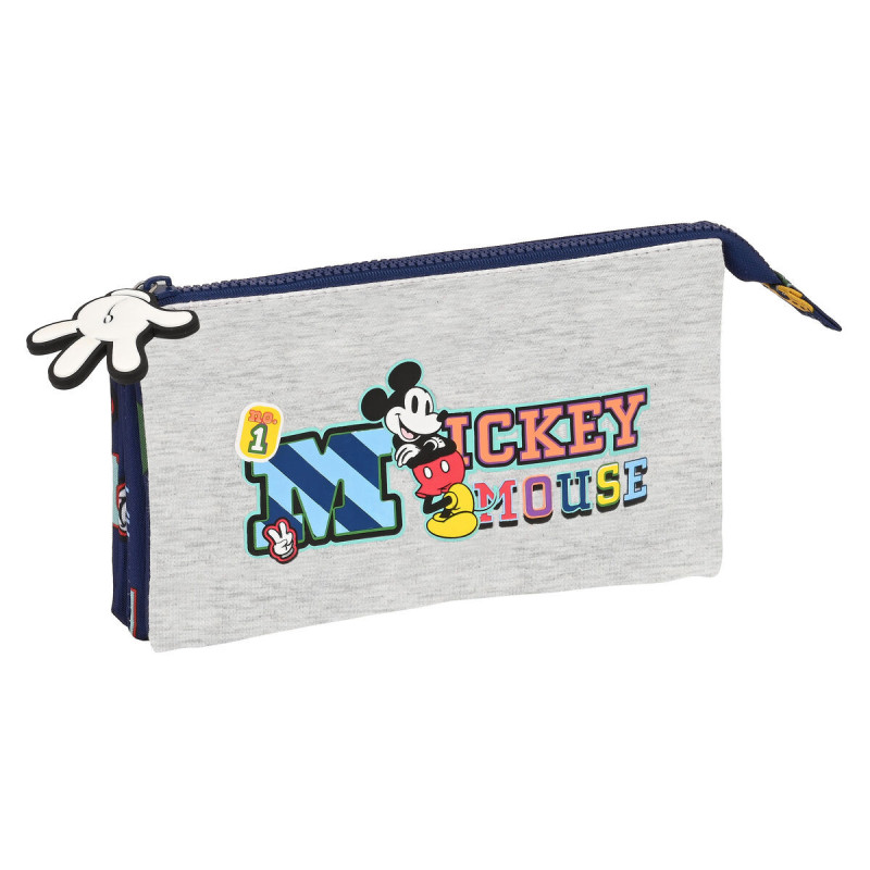 Trousse Fourre-Tout Triple Mickey Mouse Only One Blue marine 22 x 12 x 3 cm