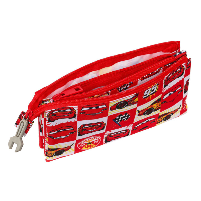 Image secondaire de Trousse Fourre-Tout Triple Cars Let's Race Blanc Rouge 22 x 12 x 3 cm