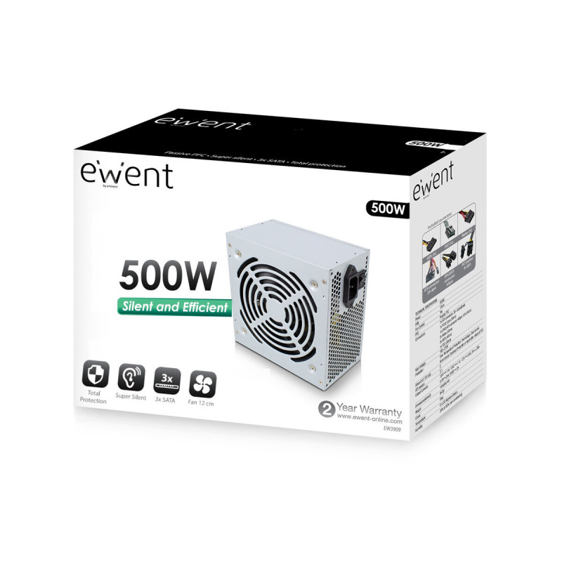 Image secondaire de Ewent EW3909 unité d'alimentation d'énergie 500 W 20+4 pin ATX ATX Gris