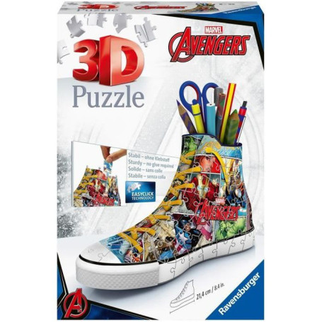 AVENGERS Puzzle 3D Sneaker - Ravensburger - Puzzle 3D enfant - sans colle -  Pot a crayons 108 pieces - Des 8 ans