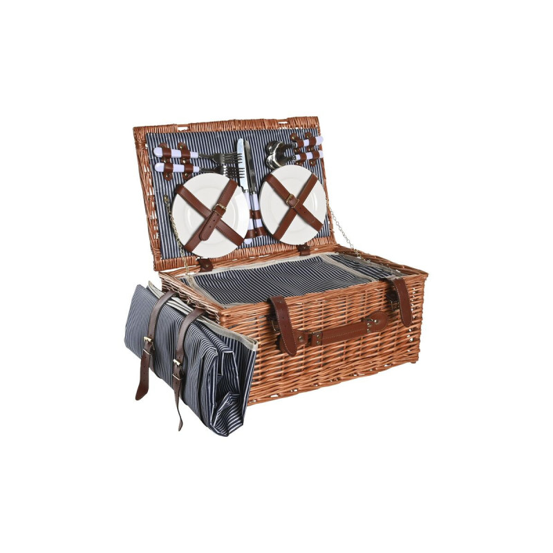 Image secondaire de Panier DKD Home Decor Pique-nique Marron Blue marine osier (46 x 30 x 20 cm)